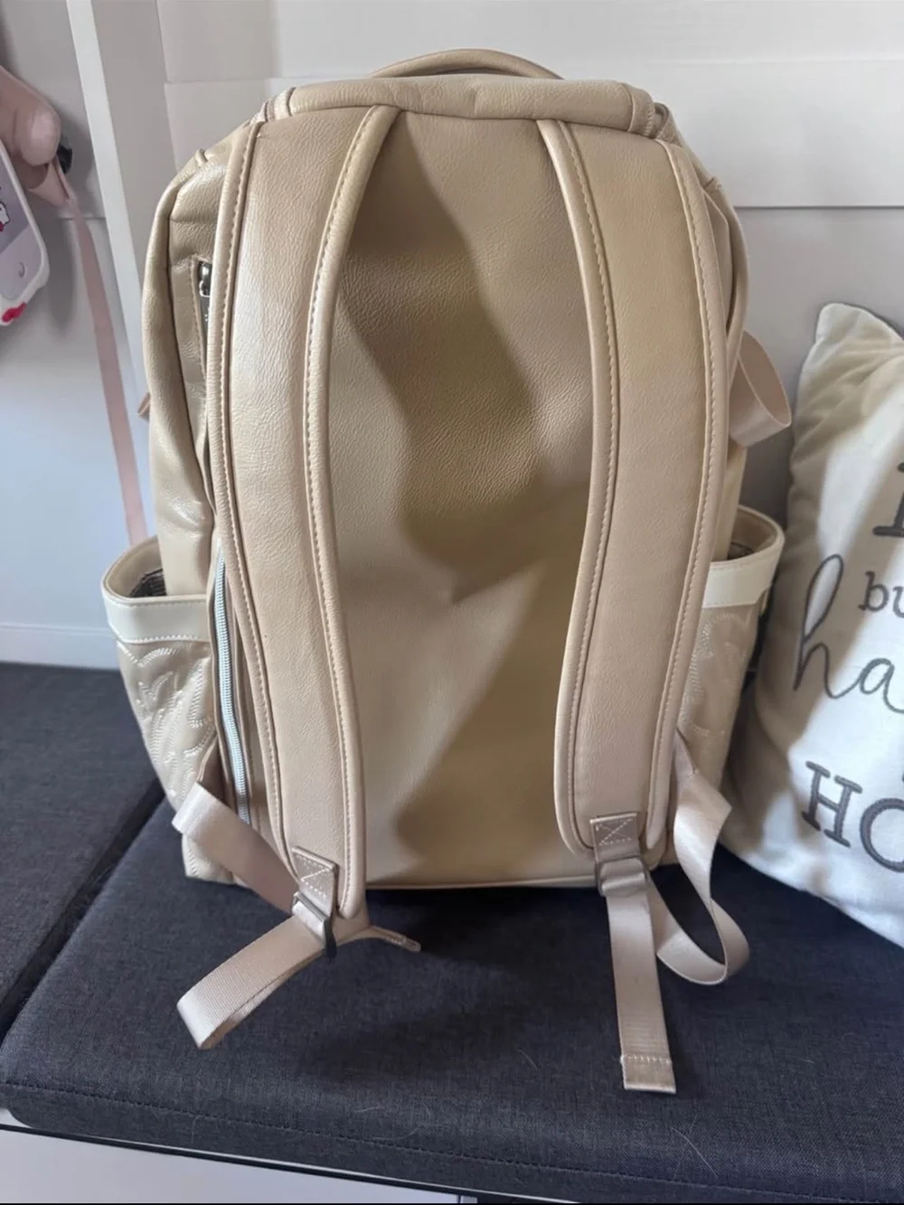Itzy Ritzy Beige Cream Baby Bag Backpack with Tassel Charm